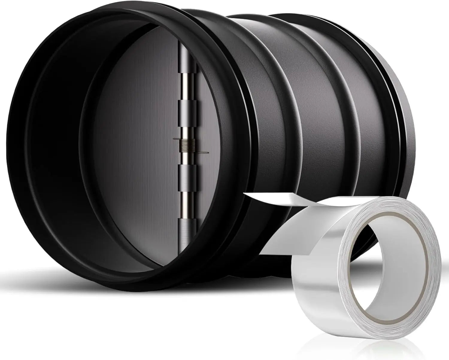 4 Inch Backdraft Damper with Aluminum Foil Tape – One-Way Airflow Vent Damper for Duct Fans, Range Hoods, and Grow Tents