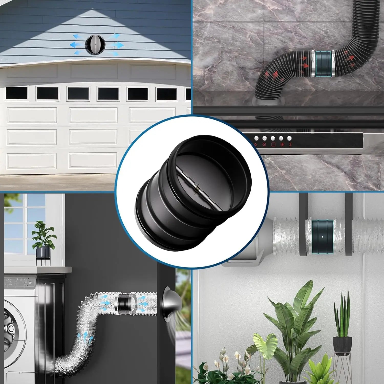 Backdraft Damper for Multiple Applications – Ideal for Range Hoods, Grow Tents, Bathroom Exhaust Fans, and HVAC Ducting