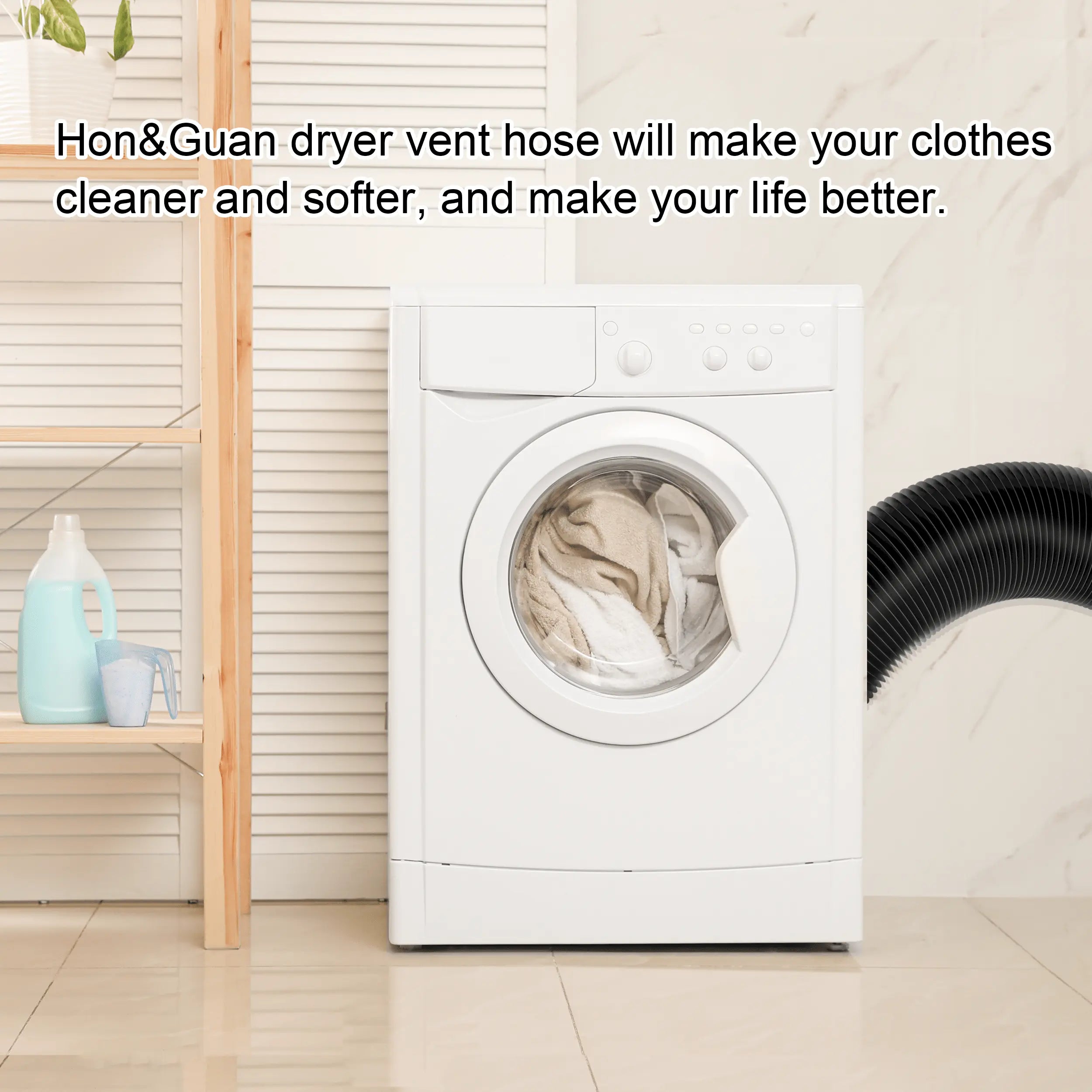 Flexible Dryer Vent Hose from Hon&Guan – Improves Drying Efficiency, Makes Clothes Cleaner and Softer, Ideal for Home Ventilation