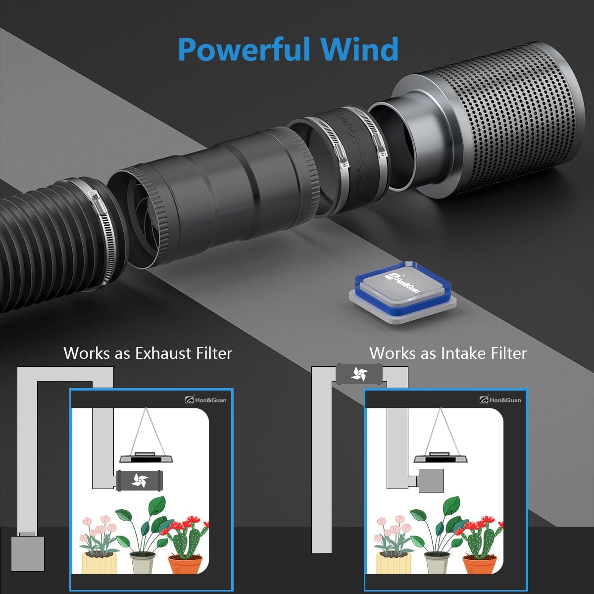 Inline duct fan boosting strong airflow in a grow tent for optimal ventilation and plant growth